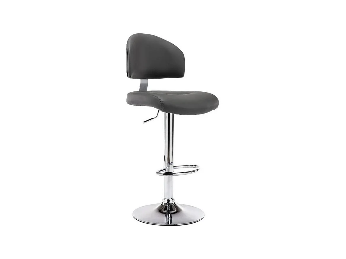 Tabouret de bar réglable simili cuir gris et métal chromé Axim