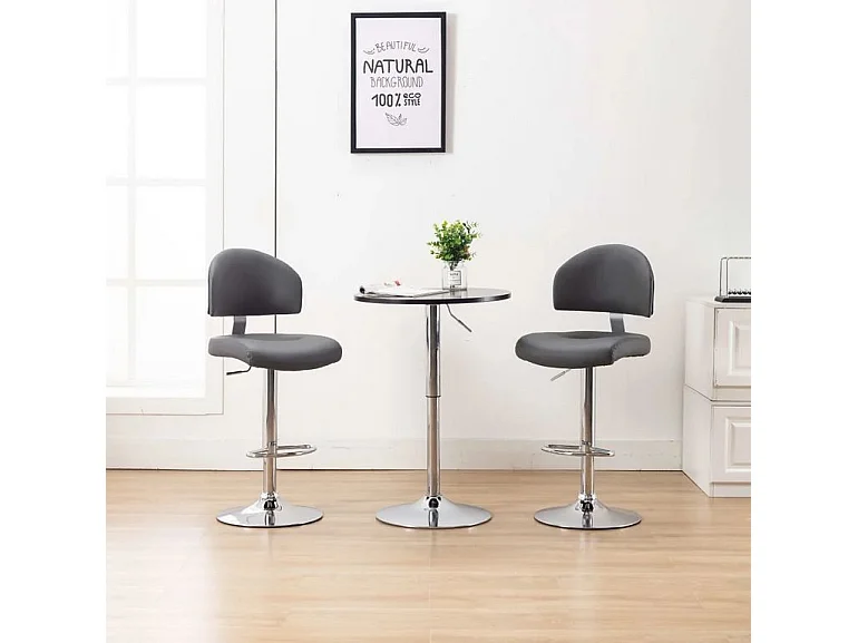 Tabouret de bar réglable simili cuir gris et métal chromé Axim