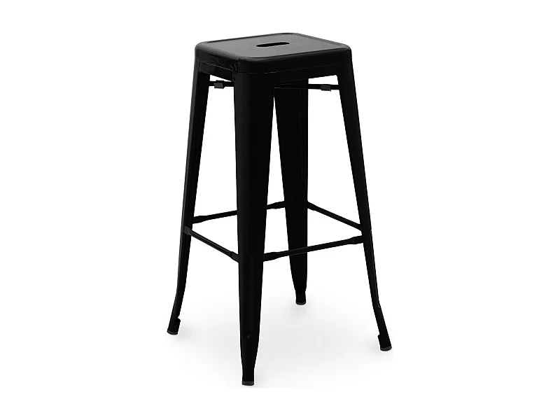 Tabouret haut industriel acier brillant renforcé Kalax 76cm --Couleur Noir