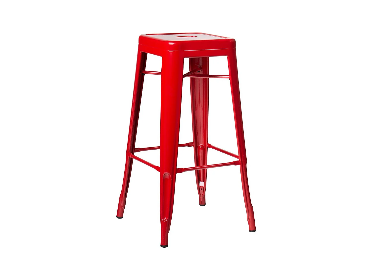 Tabouret haut 76cm Kontoir en acier brillant - Design industriel et élégant-Couleur Rouge