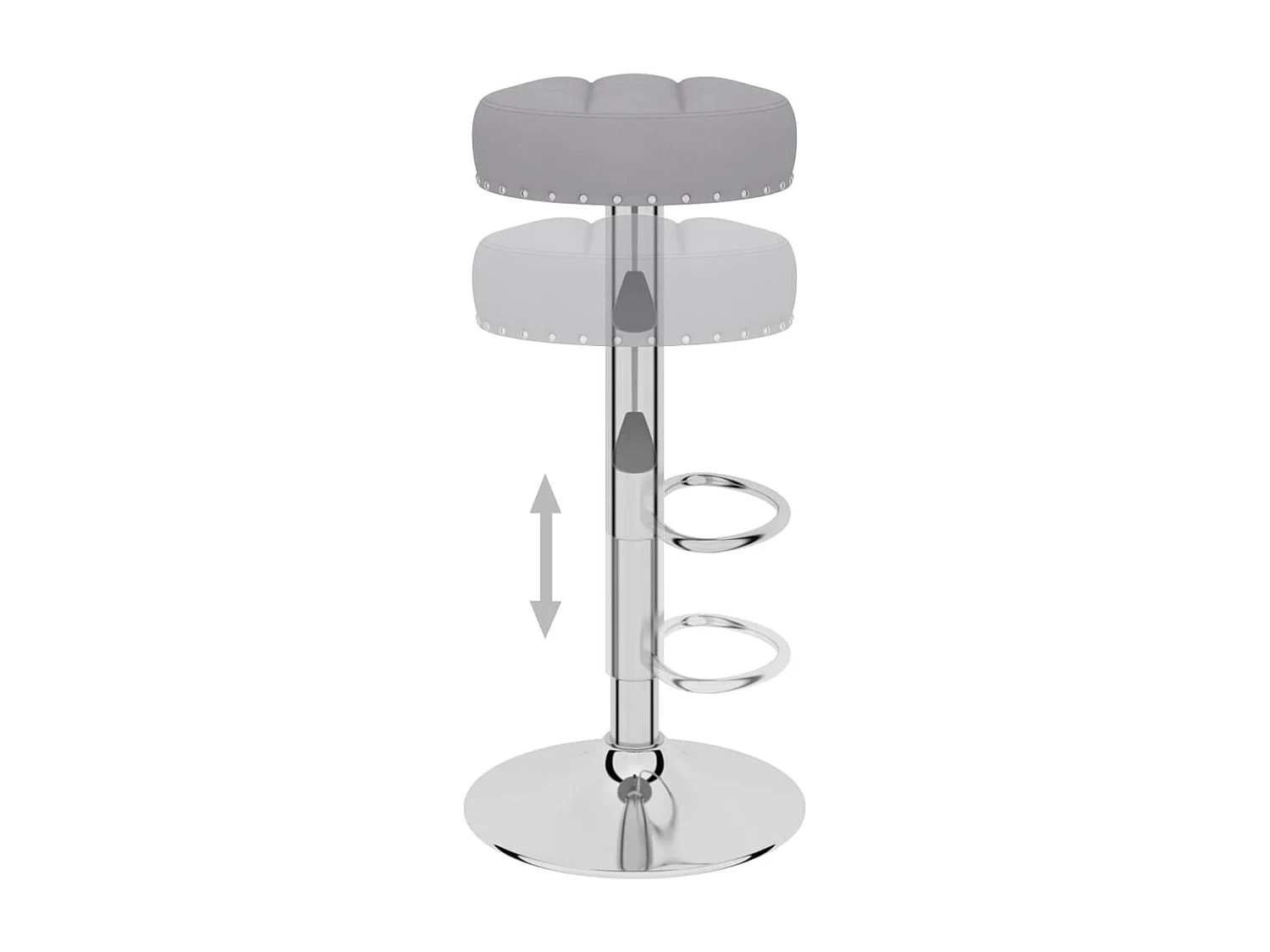 Tabourets de bar 2 pcs Gris Tissu 2