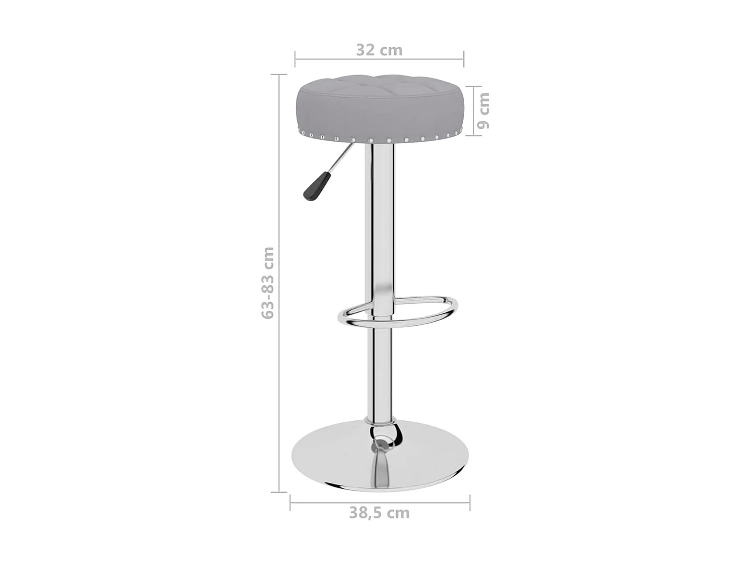 Tabourets de bar 2 pcs Gris Tissu 2