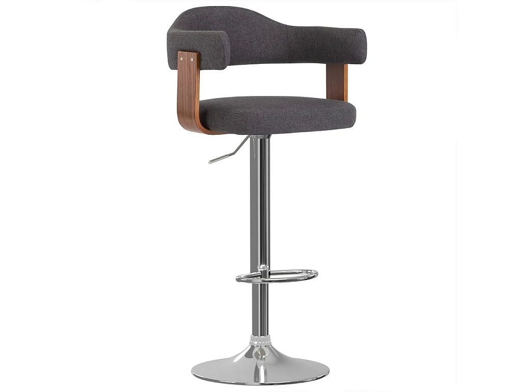 Tabourets de bar 2 pcs Gris foncé Bois courbé et tissu 2