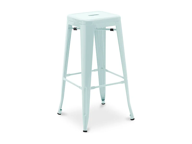 Tabouret haut industriel acier brillant renforcé Kalax 76cm --Couleur Bleu ciel