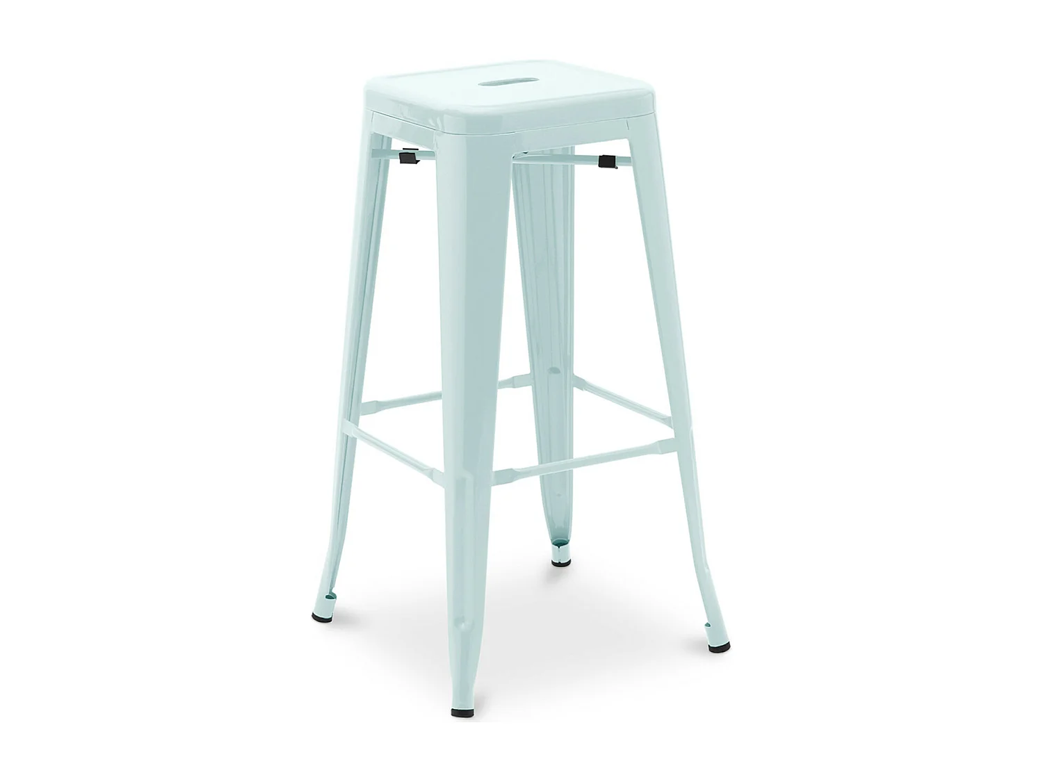 Tabouret haut industriel acier brillant renforcé Kalax 76cm --Couleur Bleu ciel