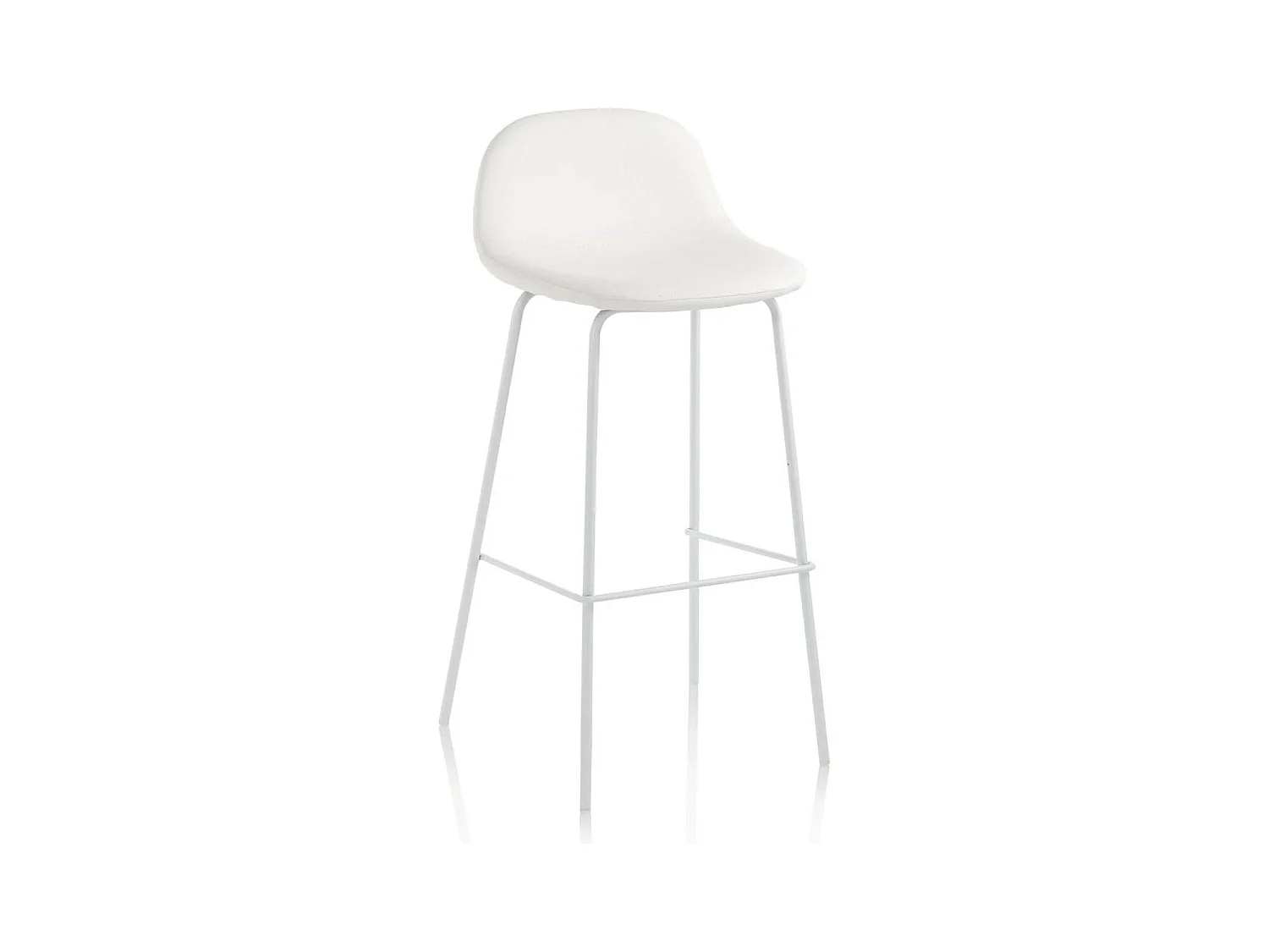 Tabouret de bar simili cuir blanc et pieds métal blanc Vyre