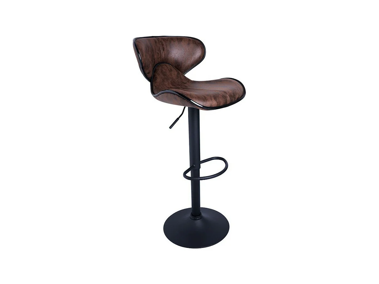 Tabouret simili marron vintage Kora - Lot de 2