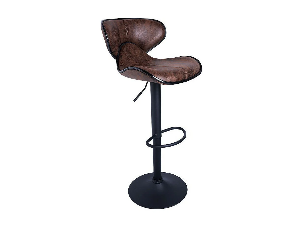 Tabouret simili marron vintage Kora - Lot de 2