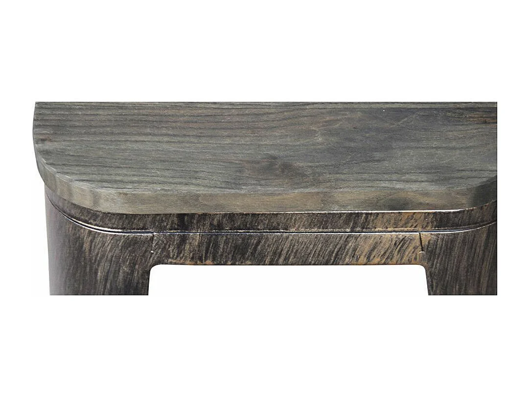 Tabouret haut industriel acier brillant et assise en bois massif marron Reko 76cm-Couleur Blanc