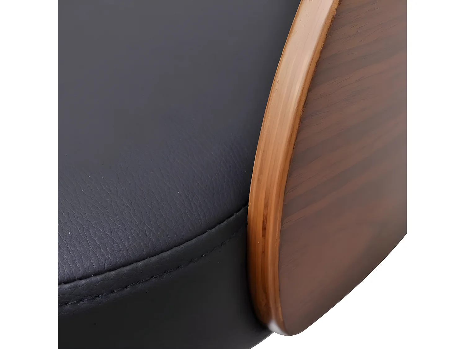 Chaise de bar bois noyer et simili cuir noir Karmi - Lot de 2