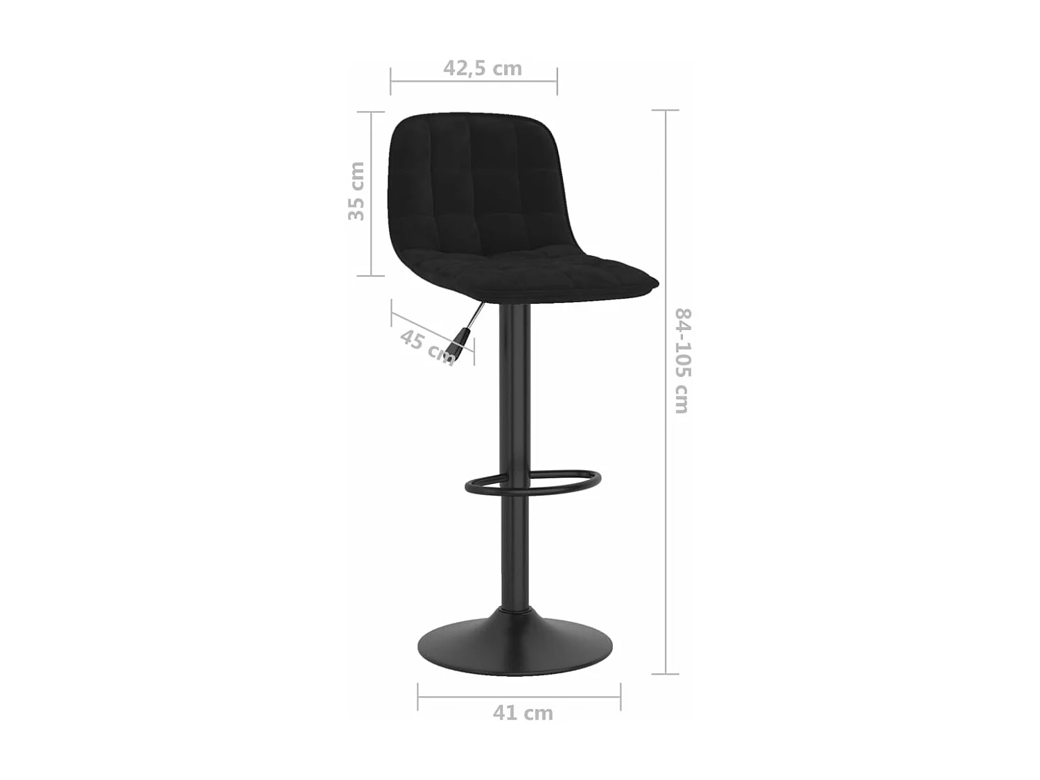 Tabourets de bar 2 pcs Noir Velours 14