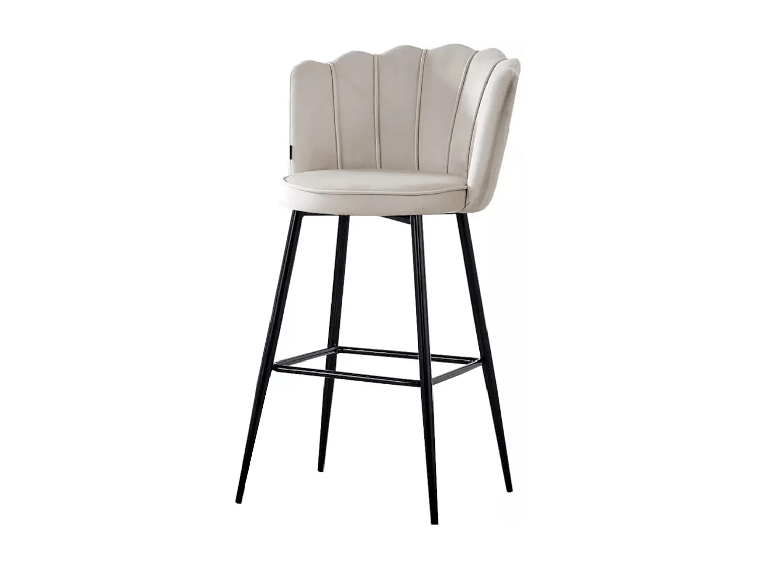 Chaise de bar moderne velours et pieds métal noir Pétale - Lot de 2-Couleur Beige