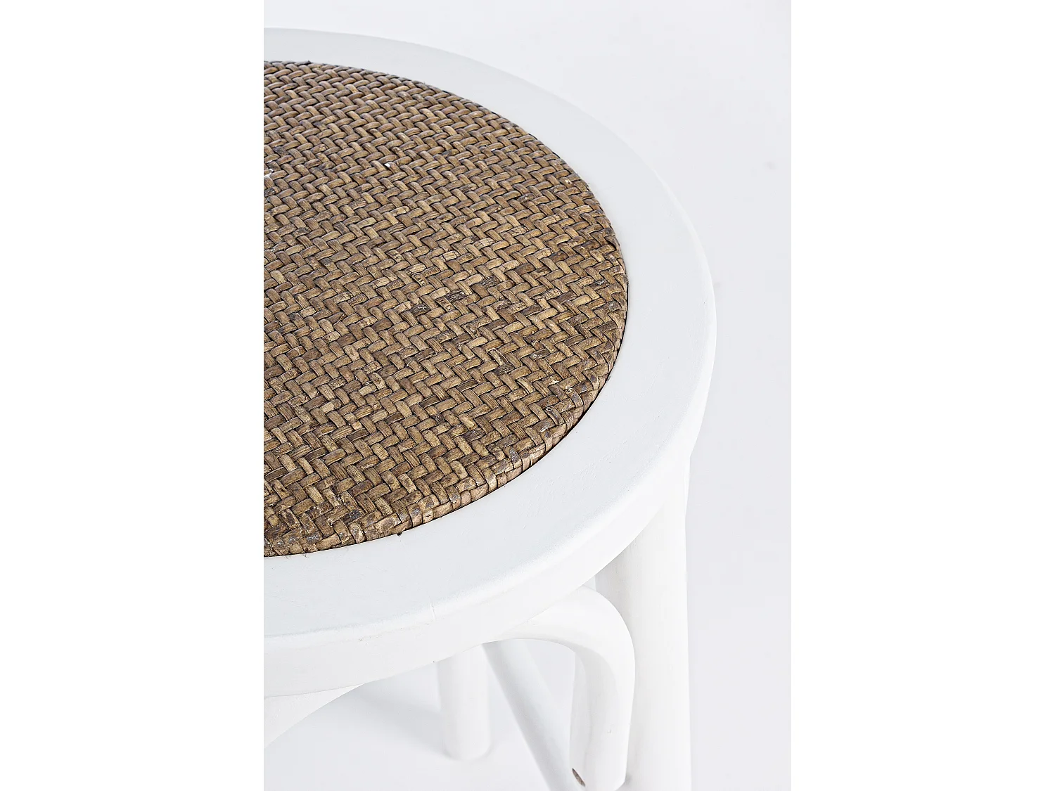 Tabouret de bar en bois d'orme et rotin blanc Cikia