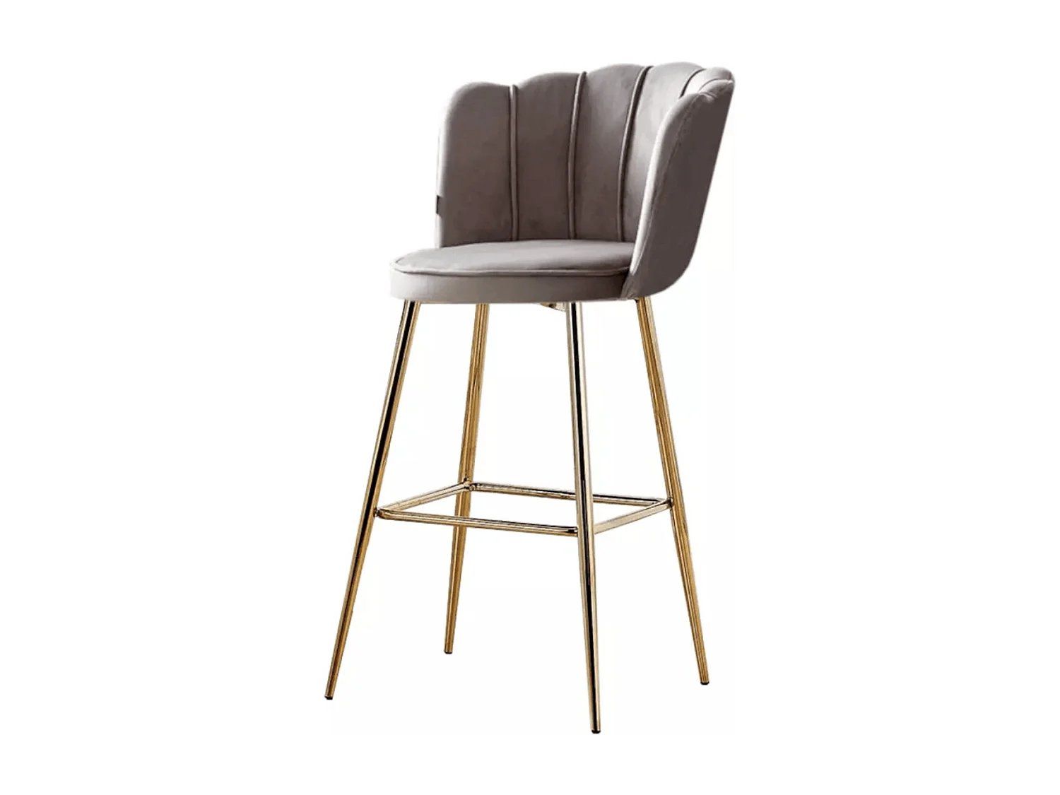 Chaise de bar moderne velours et pieds métal doré Pétale - Lot de 2-Couleur Beige foncé