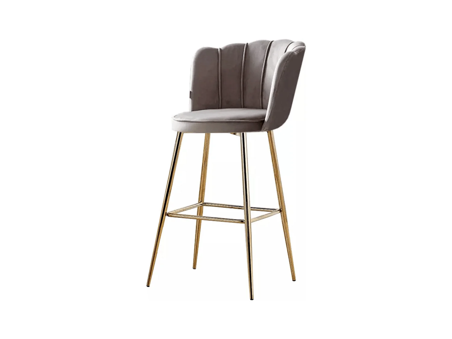 Chaise de bar moderne velours et pieds métal doré Pétale - Lot de 2-Couleur Beige foncé