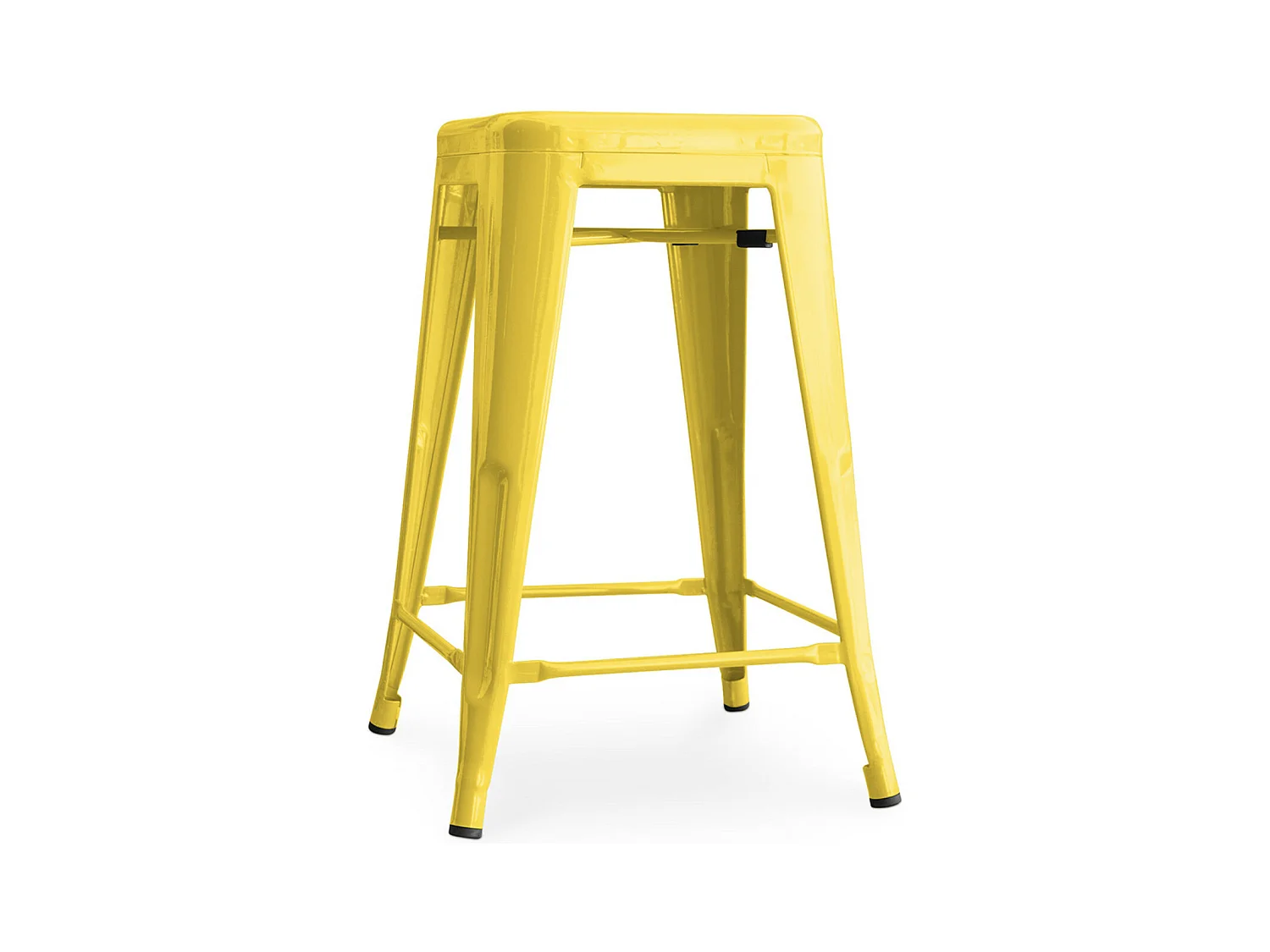 Tabouret industriel acier brillant renforcé Kalax 60cm --Couleur Jaune
