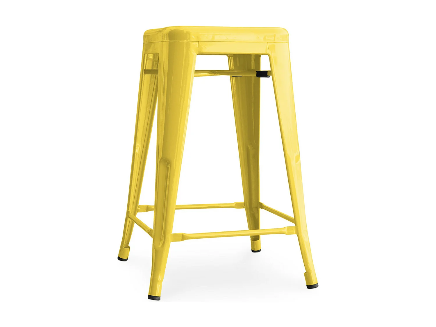 Tabouret industriel acier brillant renforcé Kalax 60cm --Couleur Jaune