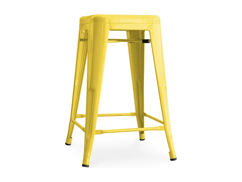Tabouret industriel acier brillant renforcé Kalax 60cm --Couleur Jaune