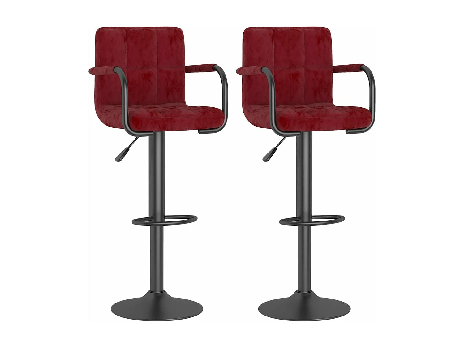 Tabourets de bar design avec accoudoir velours bordeaux Konfa - Lot de 2