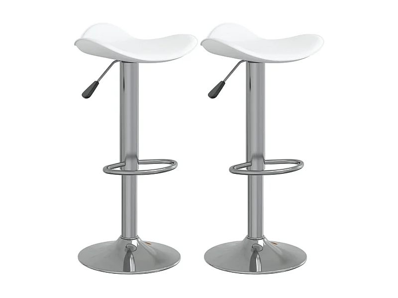 Tabourets de bar 2 pcs Blanc Acier chromé et cuir artificiel
