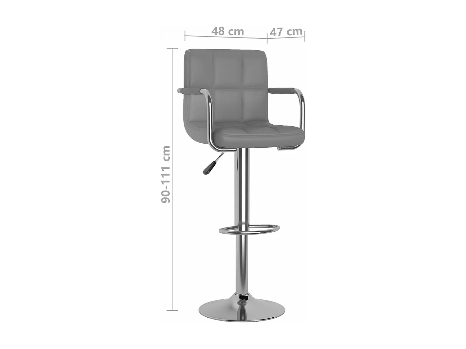 Tabourets de bar 2 pcs Gris Similicuir 16