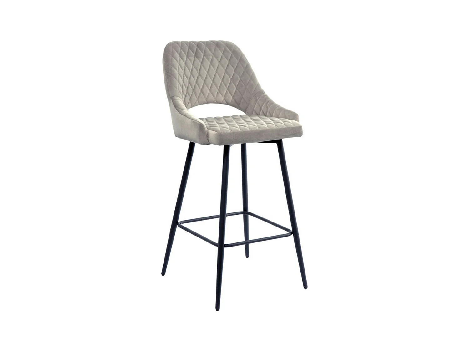Tabouret moderne matelassé velours beige et pieds métal noir Kipale - Lot de 2