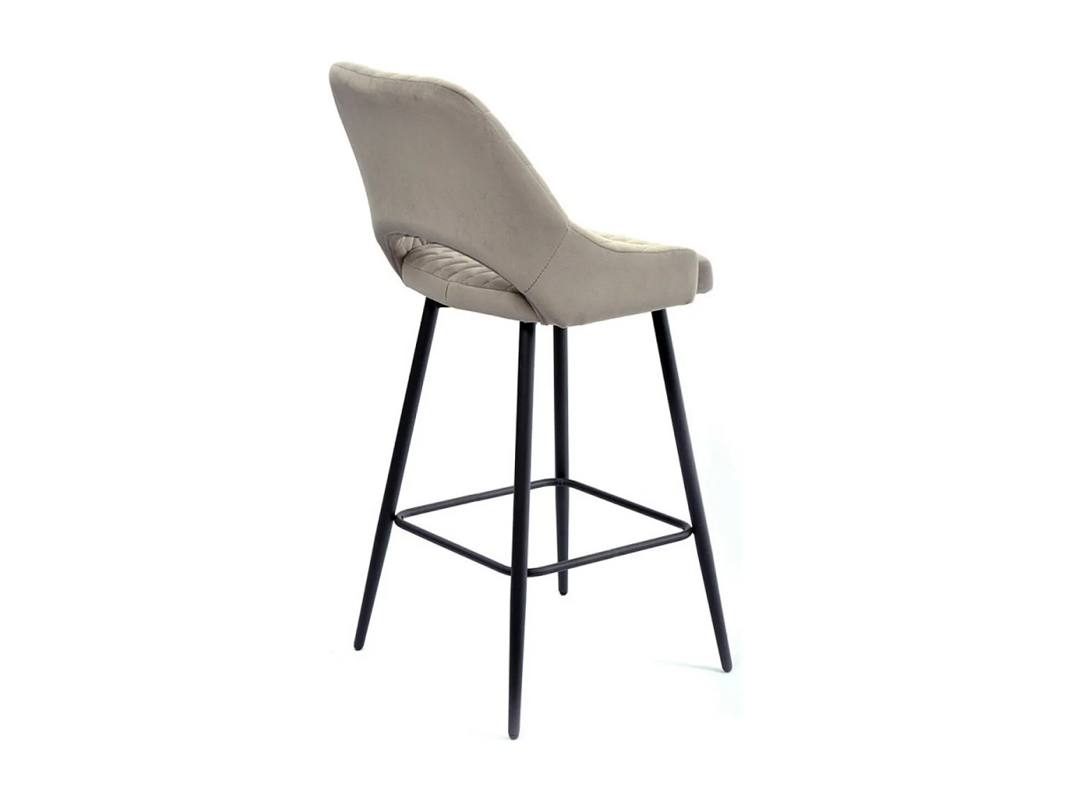 Tabouret moderne matelassé velours beige et pieds métal noir Kipale - Lot de 2