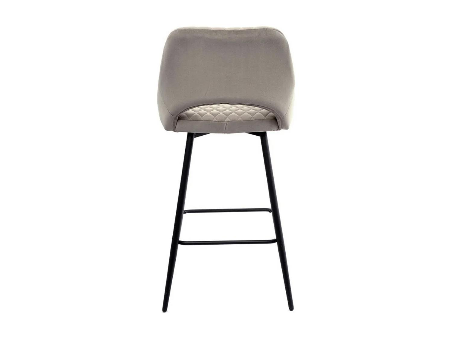 Tabouret moderne matelassé velours beige et pieds métal noir Kipale - Lot de 2