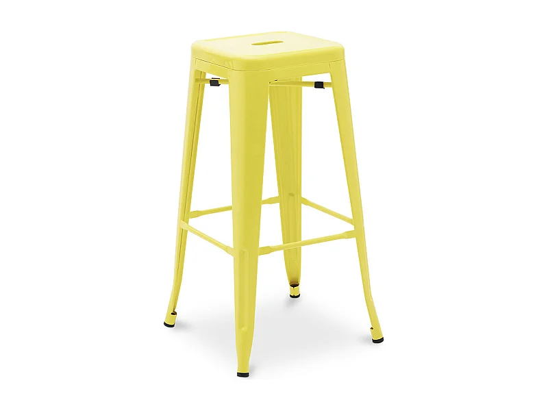 Tabouret haut industriel acier mat renforcé Kalax 76cm --Couleur Jaune pastel