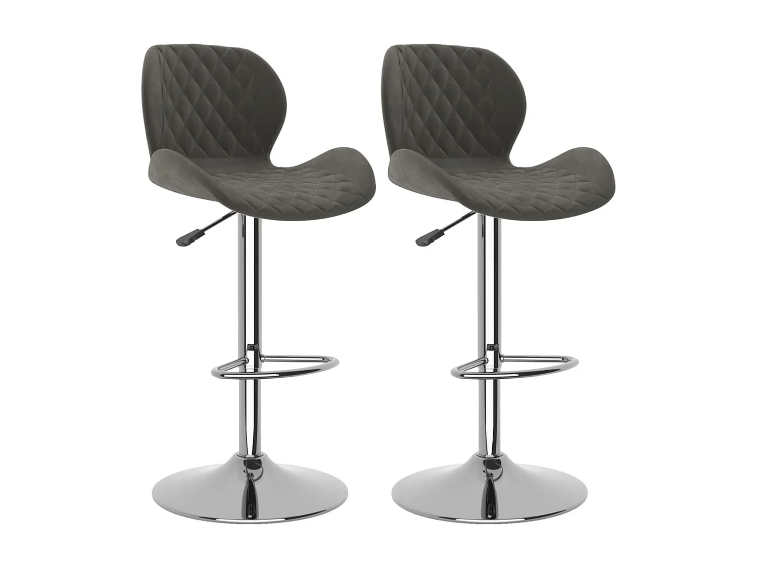 Tabourets de bar 2 pcs Gris foncé Velours 17