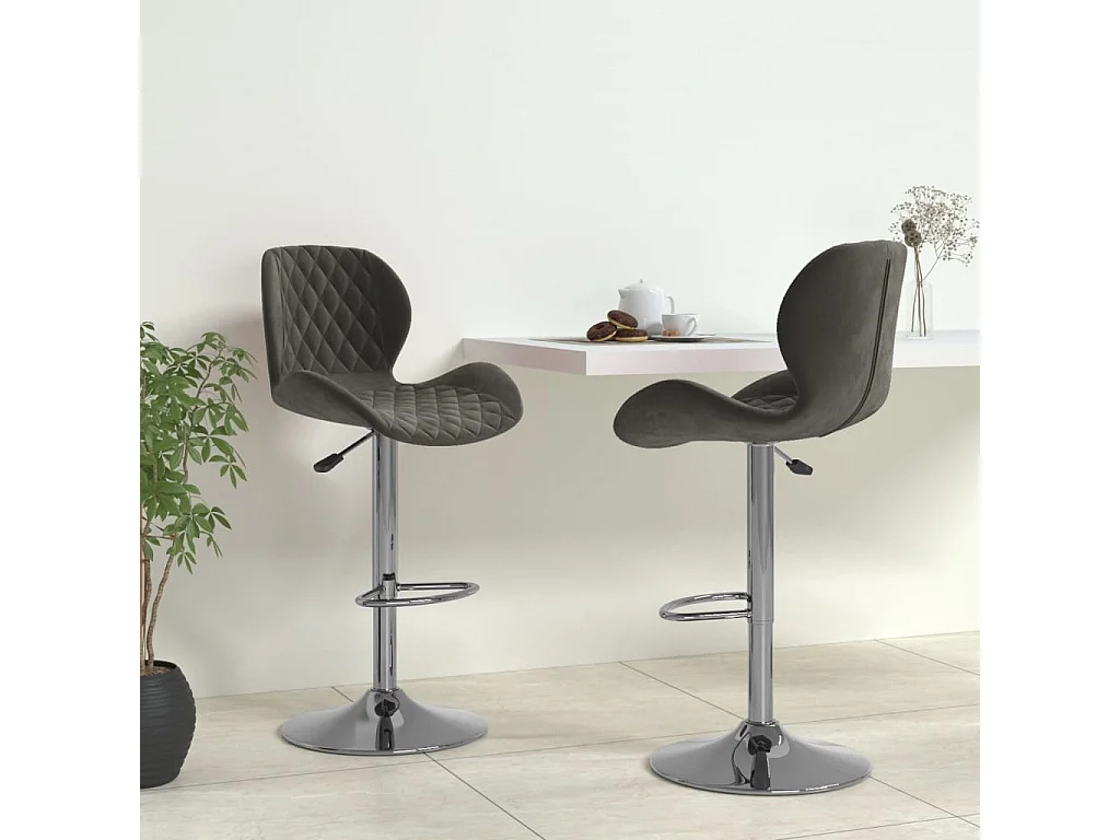 Tabourets de bar 2 pcs Gris foncé Velours 17