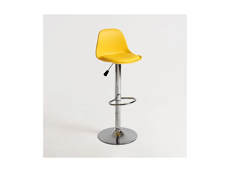 Tabouret avec dossier simili cuir jaune Lennie