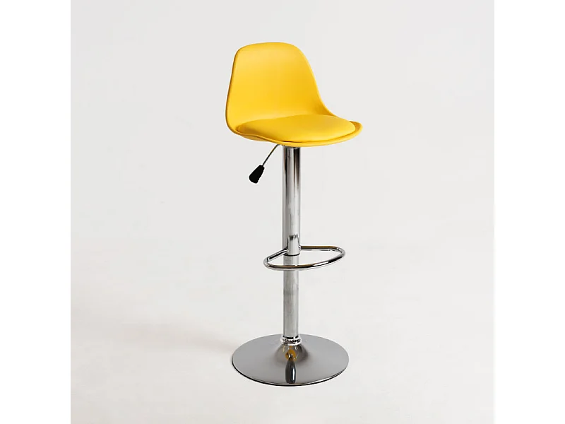 Tabouret avec dossier simili cuir jaune Lennie