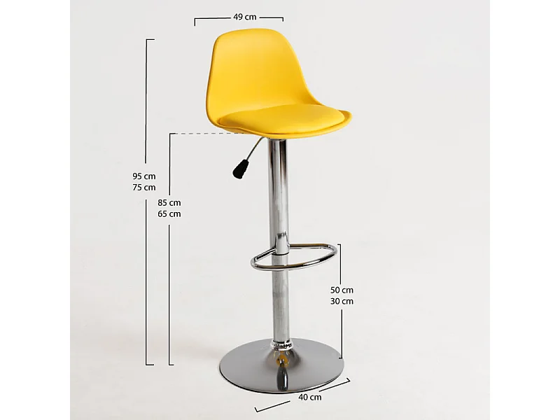 Tabouret avec dossier simili cuir jaune Lennie