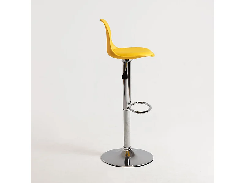 Tabouret avec dossier simili cuir jaune Lennie