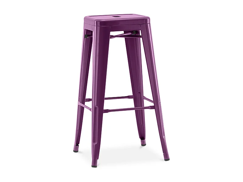 Tabouret haut industriel acier brillant renforcé Kalax 76cm --Couleur Violet