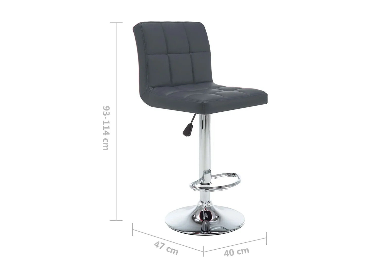 Tabourets de bar 2 pcs Gris Similicuir 12