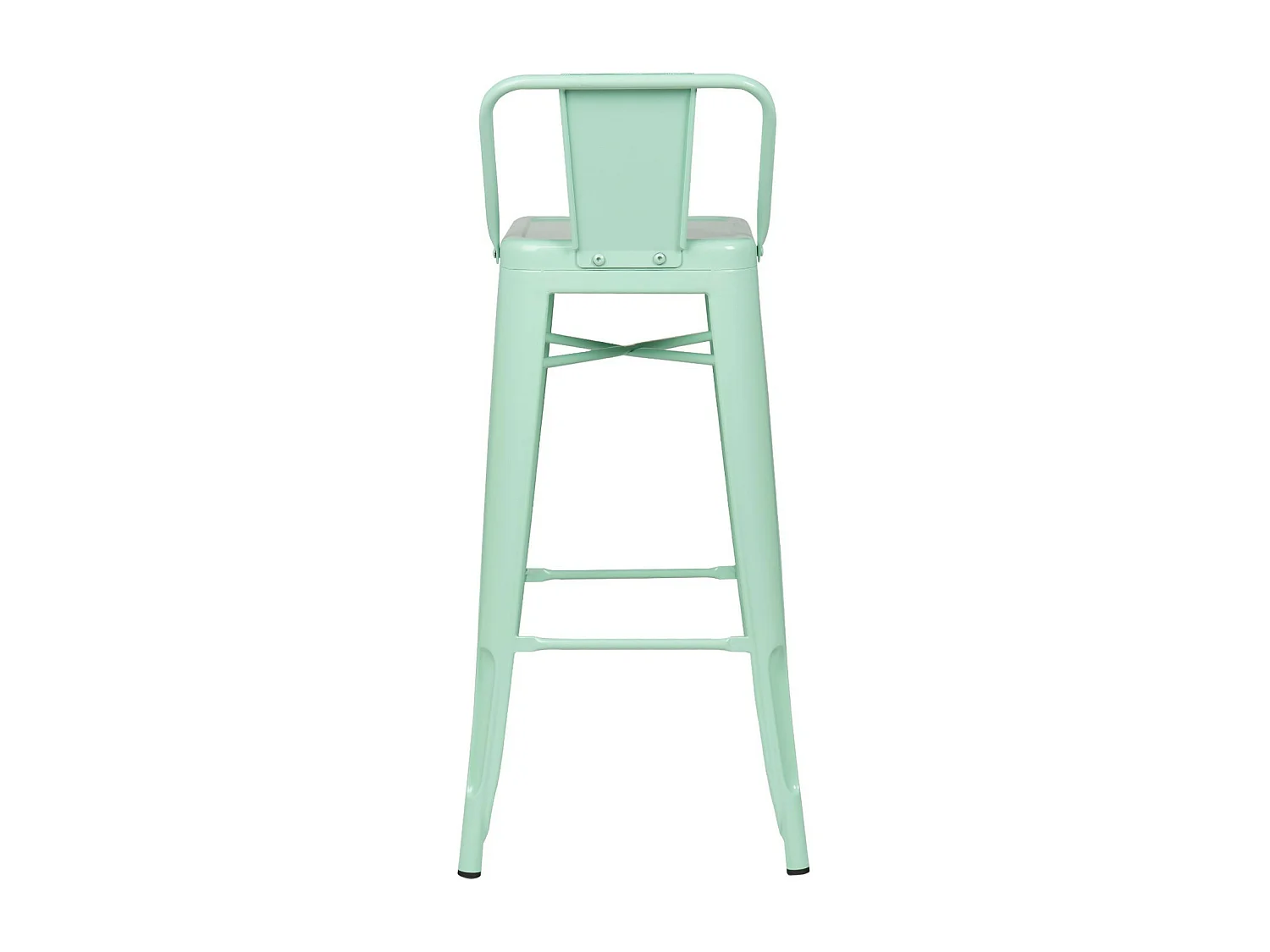 Tabouret avec dossier 74cm Kontoir en acier brillant - Design industriel et élégant-Couleur Vert pastel