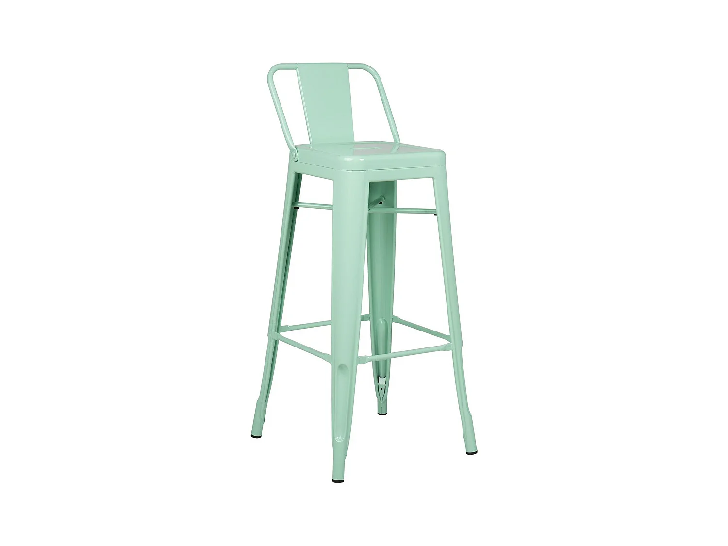 Tabouret avec dossier 74cm Kontoir en acier brillant - Design industriel et élégant-Couleur Vert pastel