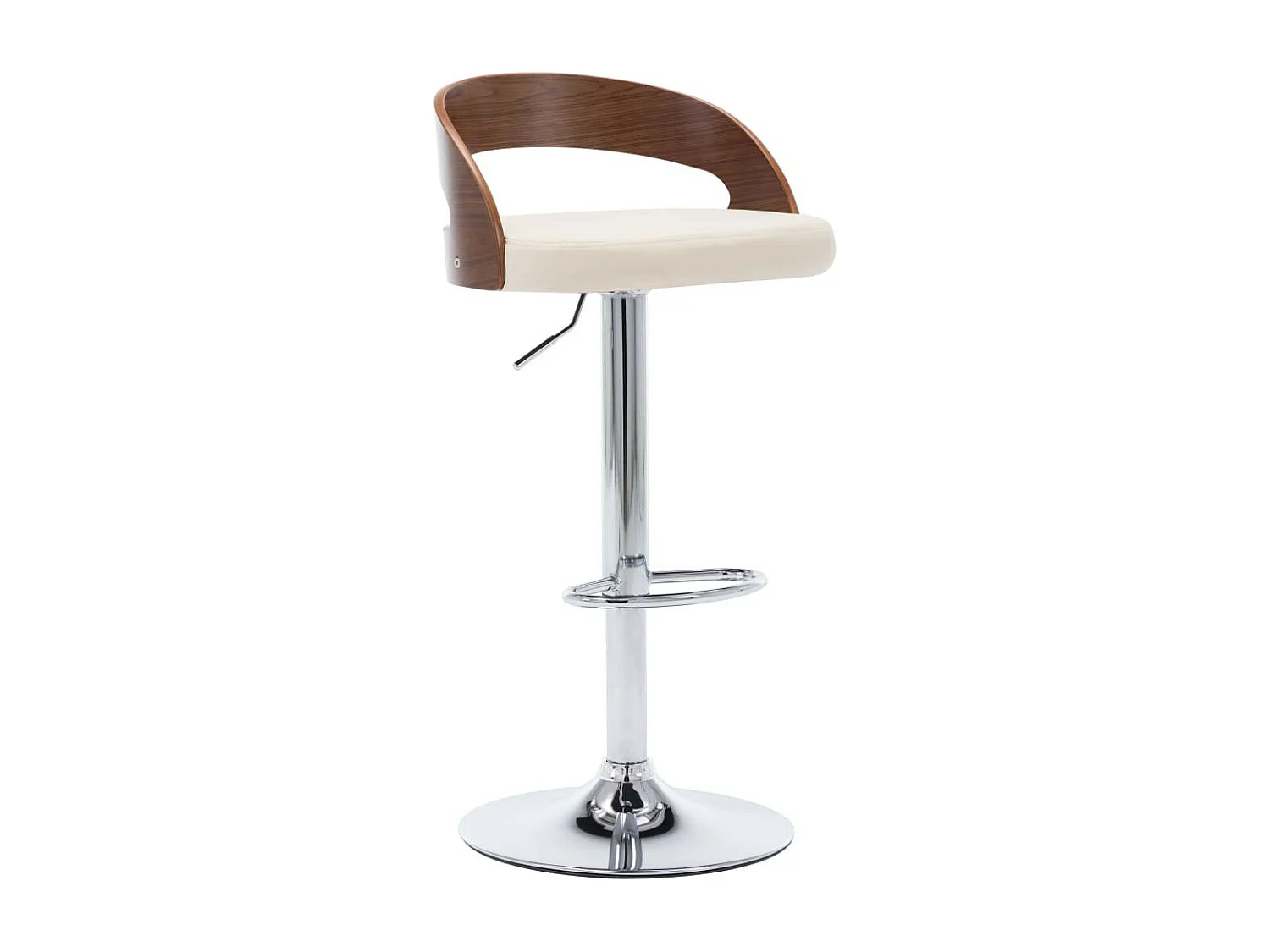 Chaise de bar bois noyer et simili cuir crème Karmi - Lot de 2