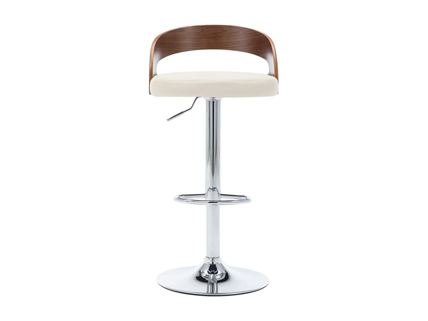 Chaise de bar bois noyer et simili cuir crème Karmi - Lot de 2