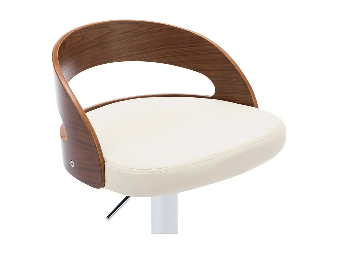 Chaise de bar bois noyer et simili cuir crème Karmi - Lot de 2