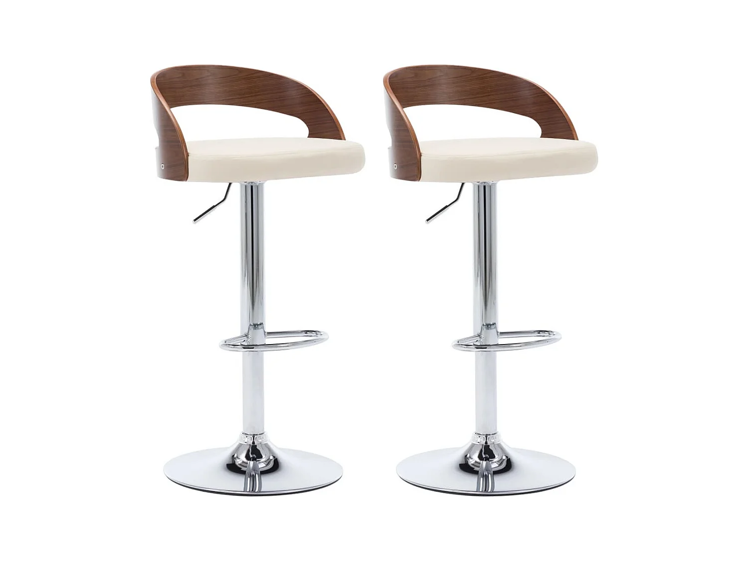Chaise de bar bois noyer et simili cuir crème Karmi - Lot de 2