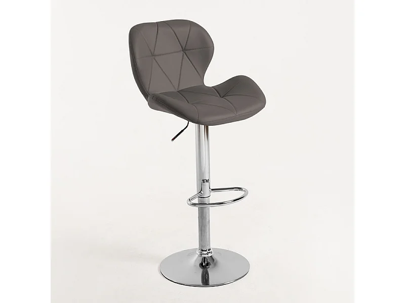 Tabouret confortable simili cuir capitonné gris Joy - Lot de 2