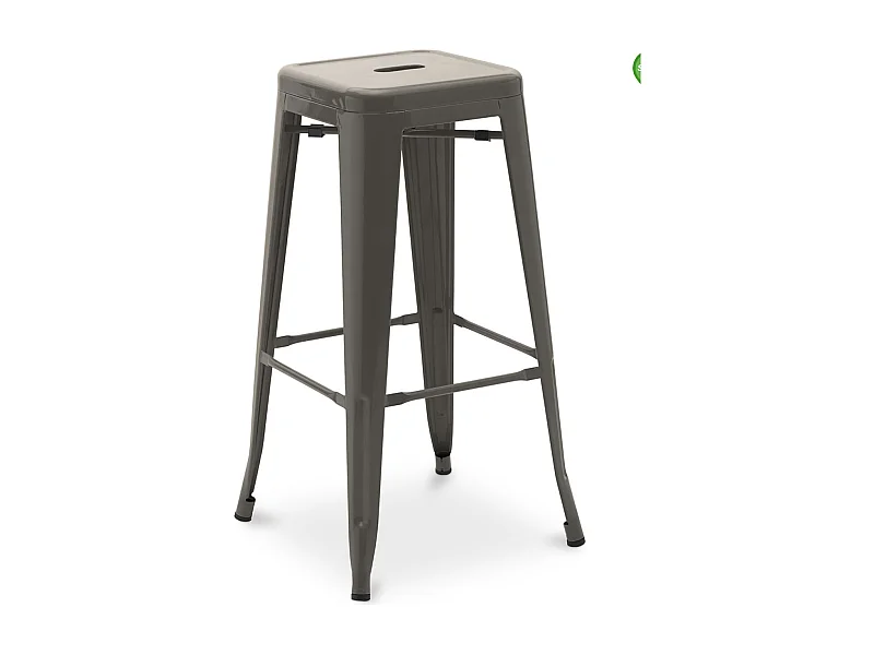 Tabouret haut industriel acier mat renforcé Kalax 76cm --Couleur Gris foncé
