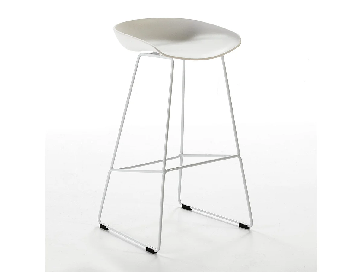 Tabouret de bar acrylique et pieds métal blanc