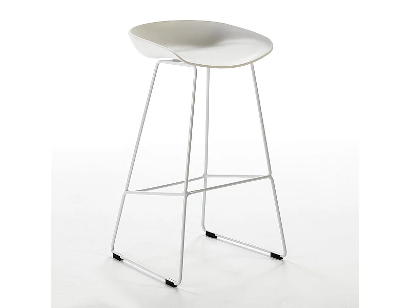 Tabouret de bar acrylique et pieds métal blanc