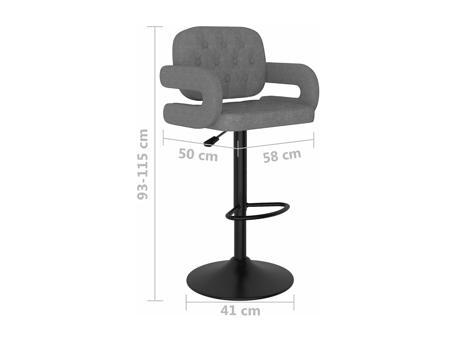 Tabourets de bar 2 pcs Gris clair Tissu Boris