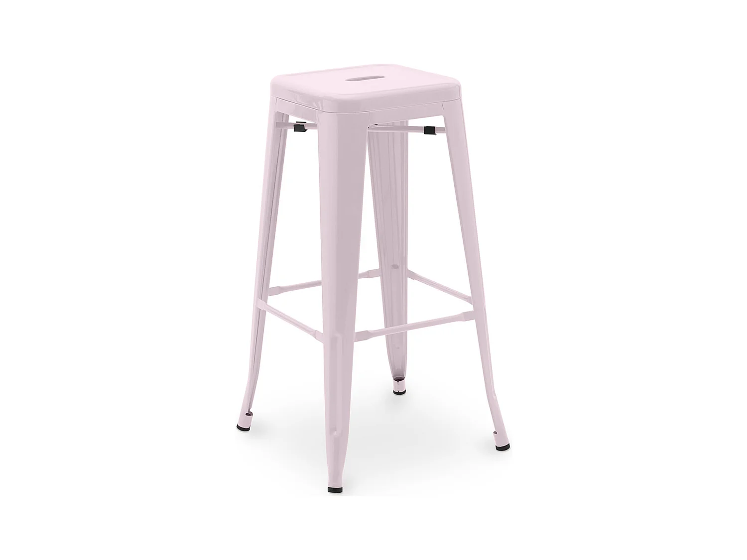 Tabouret haut industriel acier brillant renforcé Kalax 76cm --Couleur Rose clair