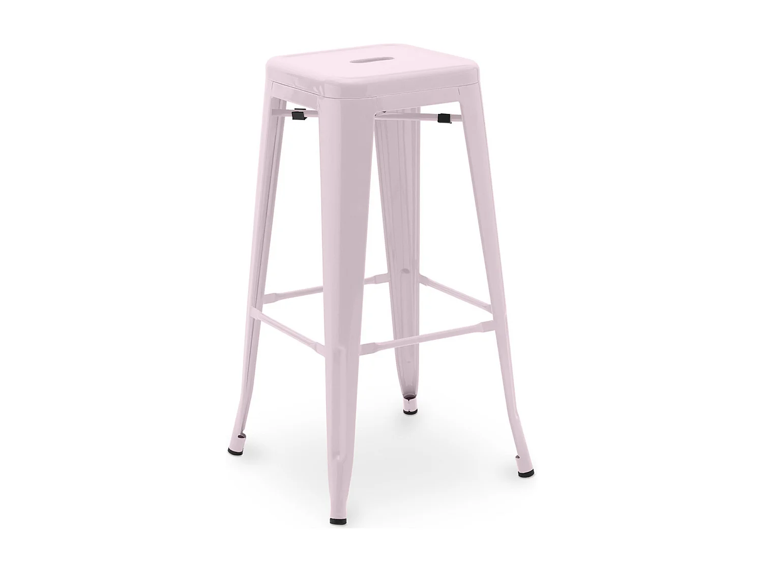 Tabouret haut industriel acier brillant renforcé Kalax 76cm --Couleur Rose clair